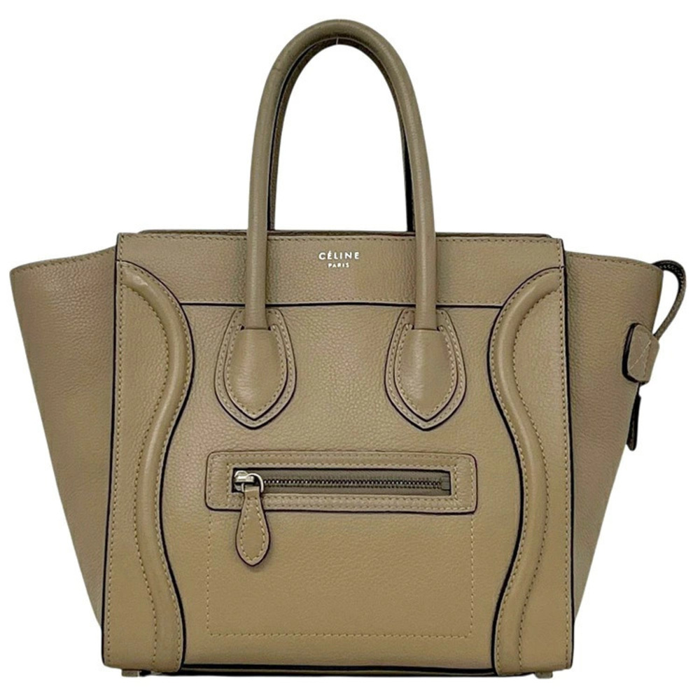 Celine Shopper Luggage Tote Bag Leather Beige Tan